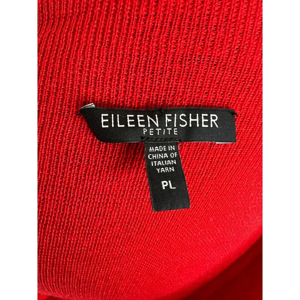 Eileen Fisher Red Merino Wool Cowl Neck Long Sleeve Knit Sweater Petite Large L